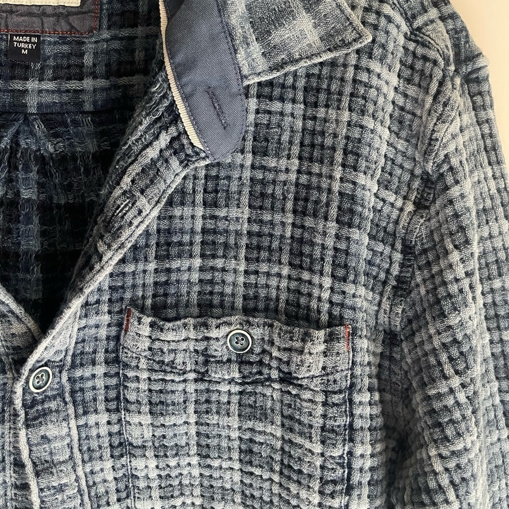 32 BARBLUES Men's Blue Plaid Shirt SIZE Medium - Picture 5 of 16